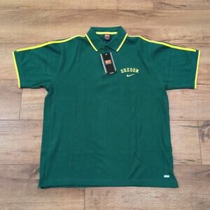 VTG Nike Team Oregon Ducks Men's Large Polo Shirt Green Yellow UO University Y2K